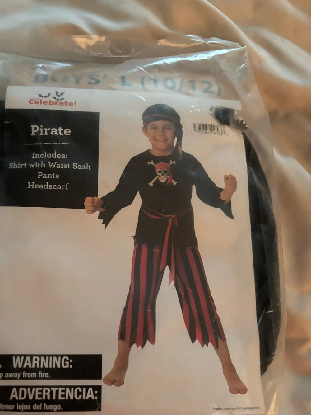 Kids Black and Red Pirate Costume Size 10-12